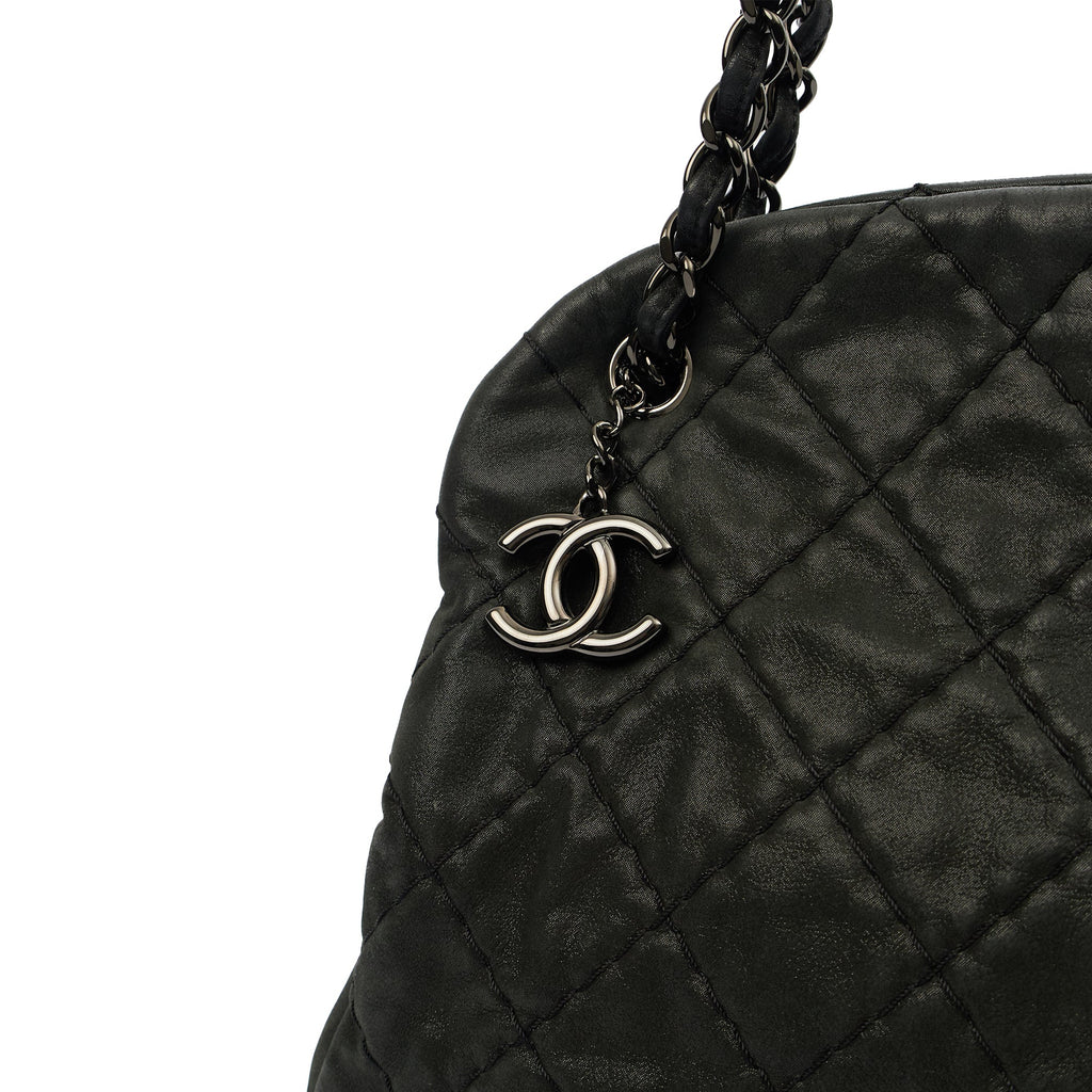 Chanel Tote Mademoiselle Bowling Bag - Medium in Black, Nubuck — Alternate View 17