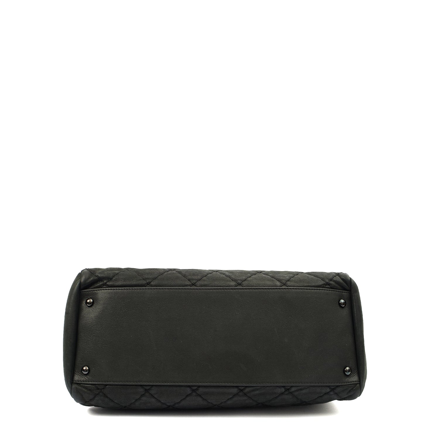 Chanel Tote Mademoiselle Bowling Bag - Medium in Black, Nubuck — Top View