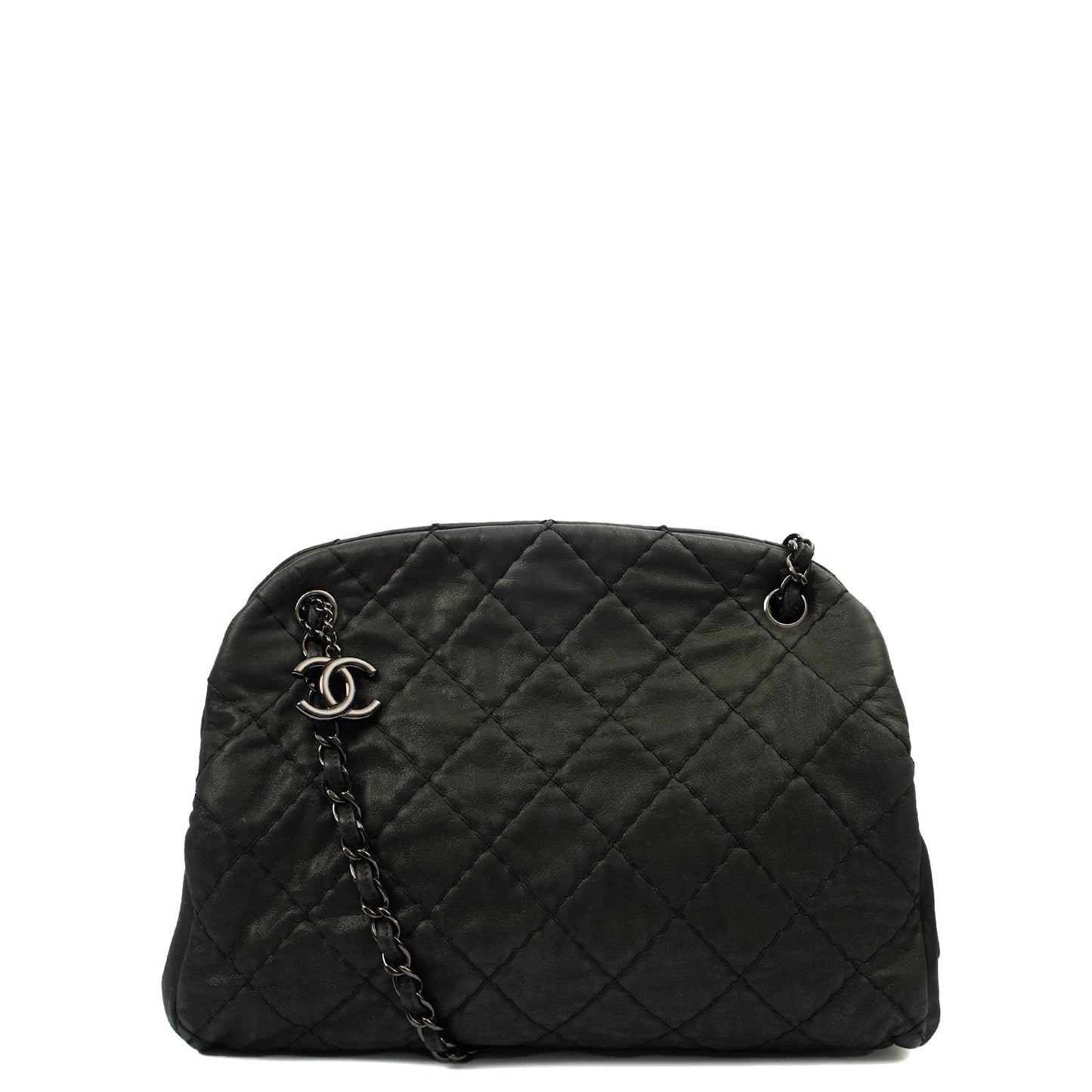 Chanel Tote Mademoiselle Bowling Bag - Medium in Black, Nubuck — Alternate View 19