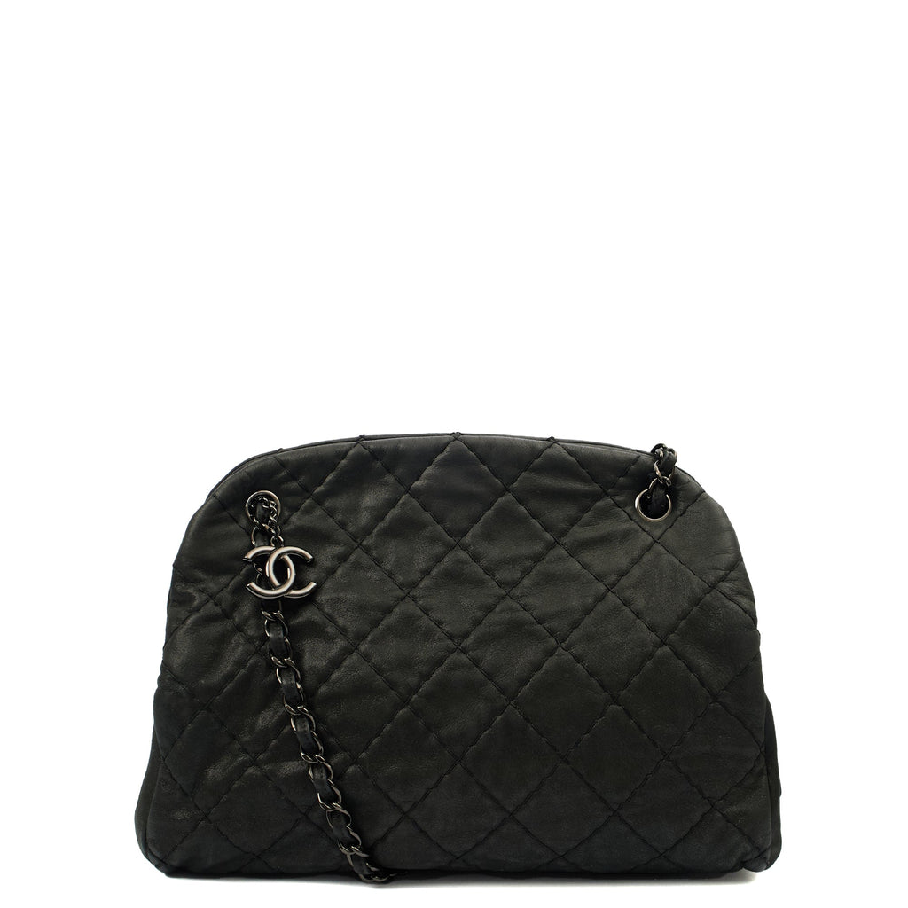 Chanel Tote Mademoiselle Bowling Bag - Medium in Black, Nubuck — Alternate View 10