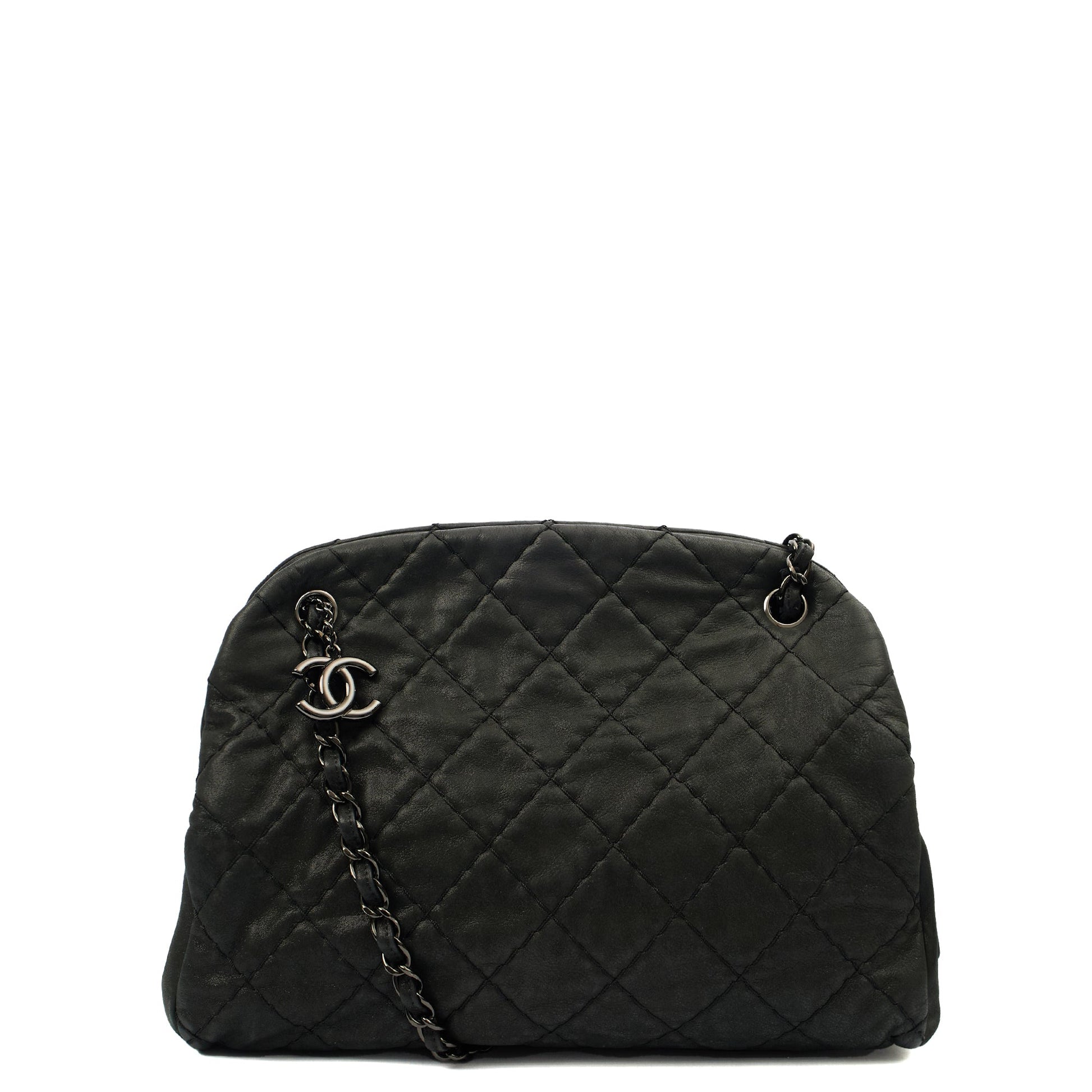 Chanel Tote Mademoiselle Bowling Bag - Medium in Black, Nubuck — Alternate View 10