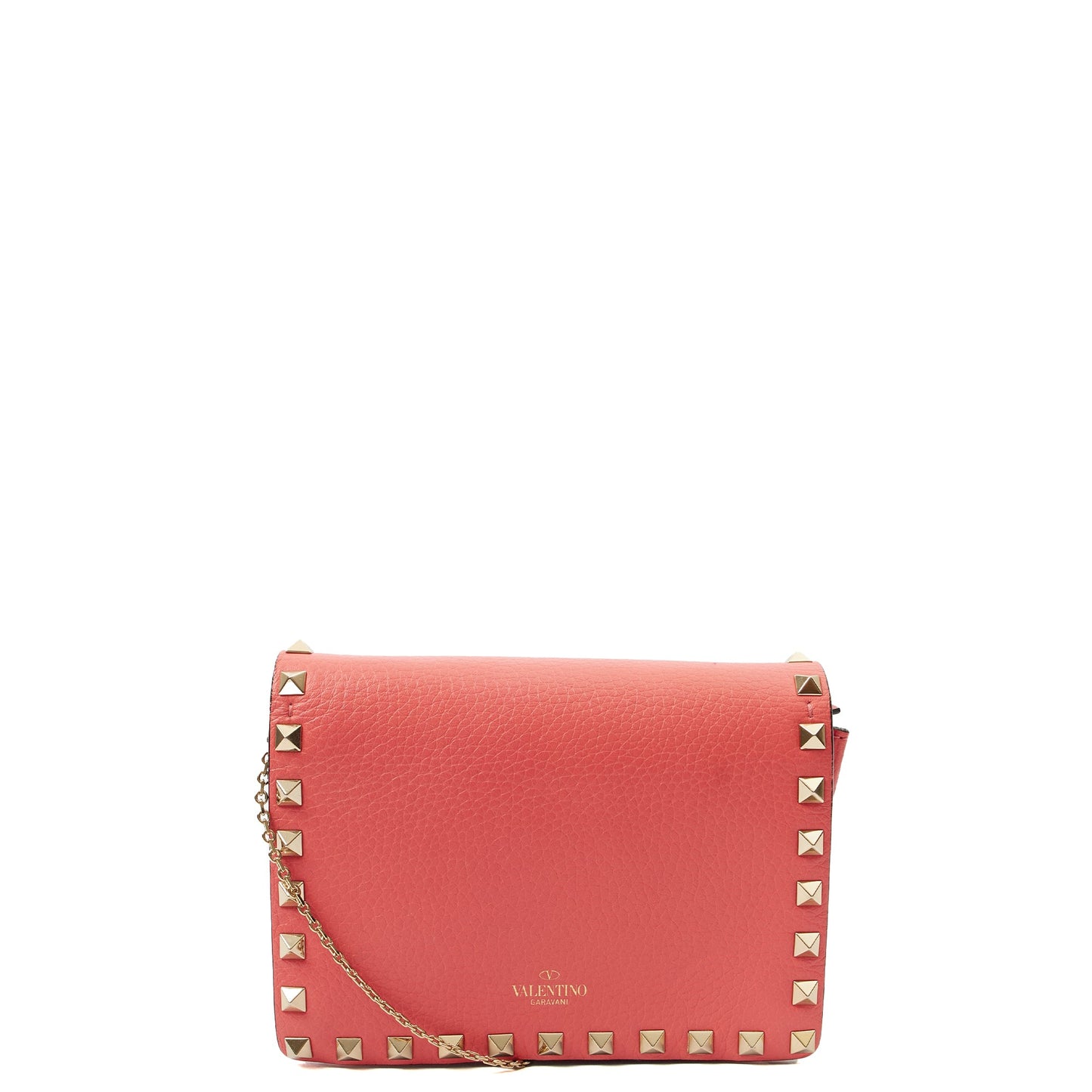 Valentino Cross Body Rockstud Crossbody Bag - Small in Pink, Calfskin — Front View