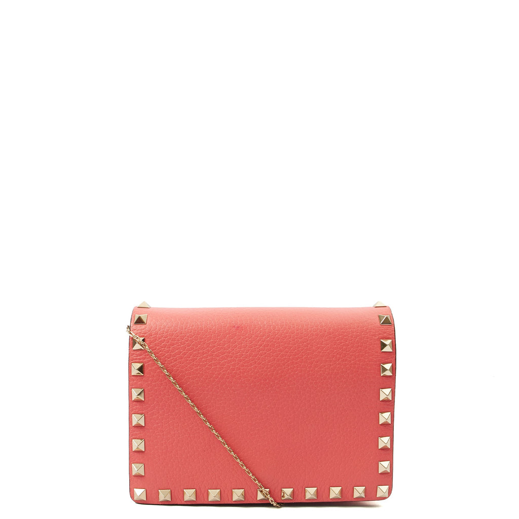 Valentino Cross Body Rockstud Crossbody Bag - Small in Pink, Calfskin — Back View