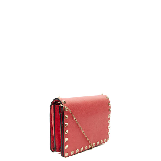 Valentino Cross Body Rockstud Crossbody Bag - Small in Pink, Calfskin — Side View