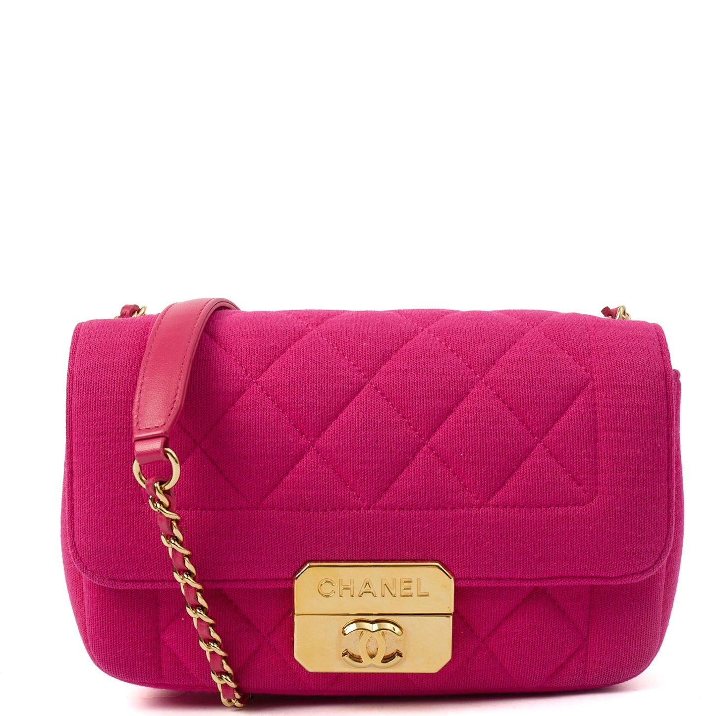 Chanel Shoulder Bag Chic With Me in Pink, Fabric — Front View
