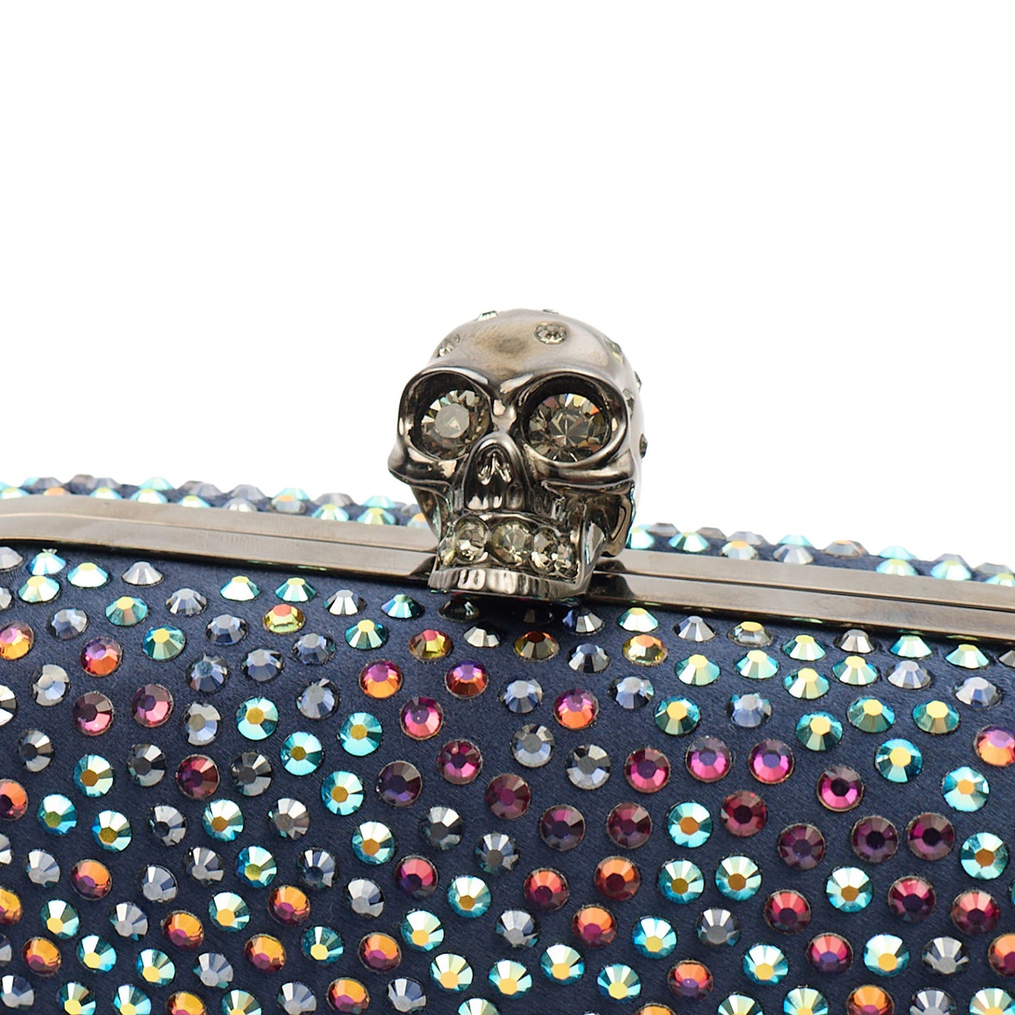 Alexander McQueen Clutch Box Clutch Skull in Blue, Fabric — Lifestyle View