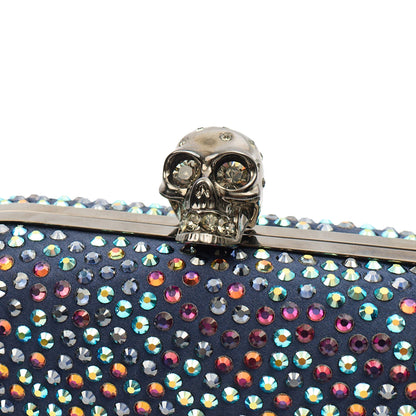 Alexander McQueen Clutch Box Clutch Skull in Blue, Fabric — Lifestyle View