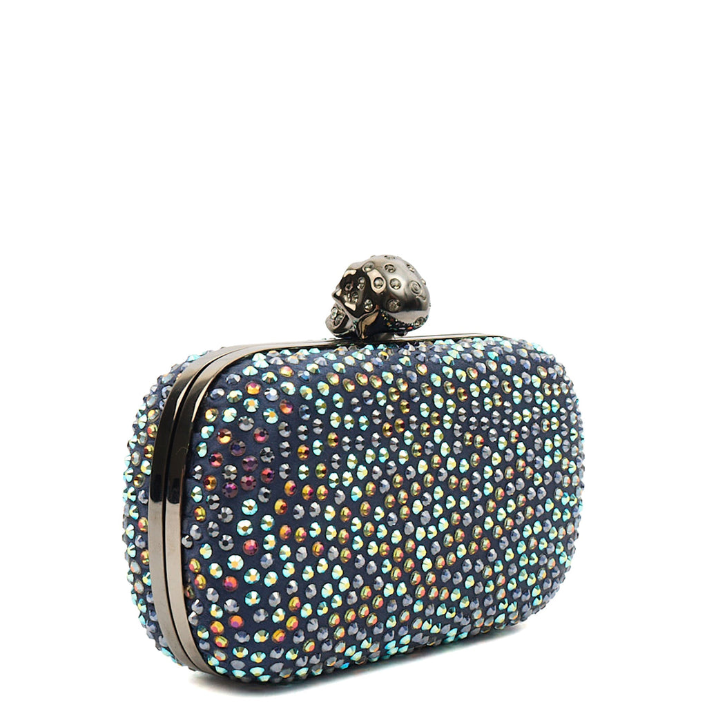 Alexander McQueen Clutch Box Clutch Skull in Blue, Fabric — Side View