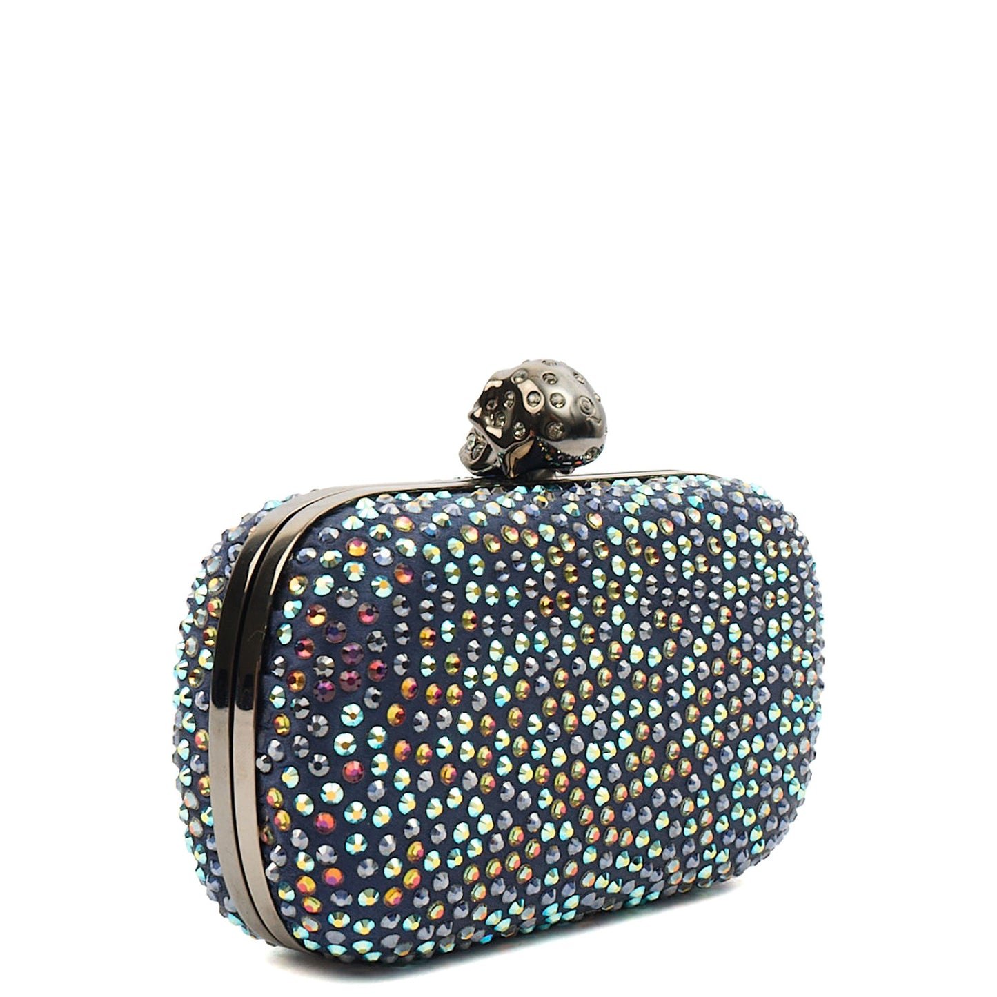 Alexander McQueen Clutch Box Clutch Skull in Blue, Fabric — Side View