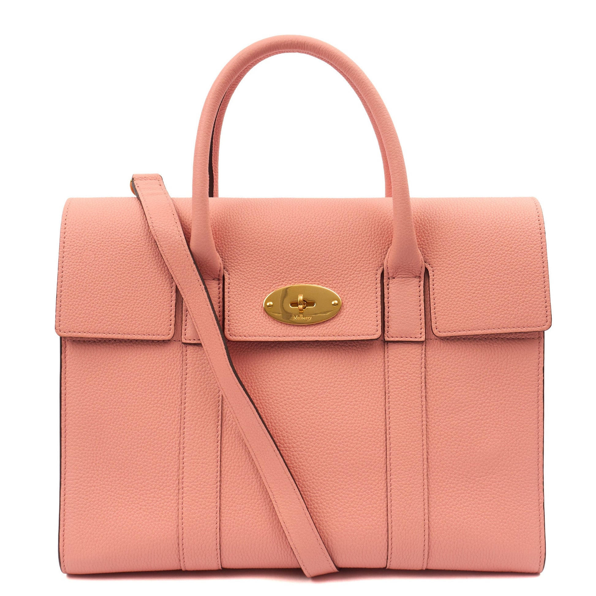 Mulberry Tote Bayswater with Strap in Sorbet Pink, Calfskin Leather — Front View