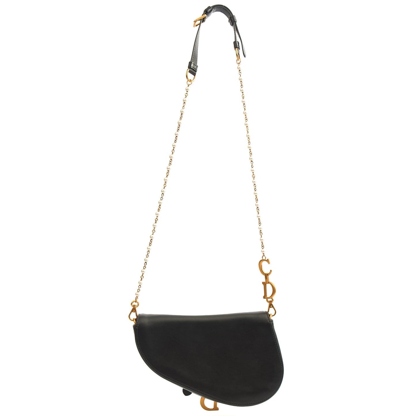 Christian Dior Mini Bag Mini Saddle in Black, Calfskin — Top View