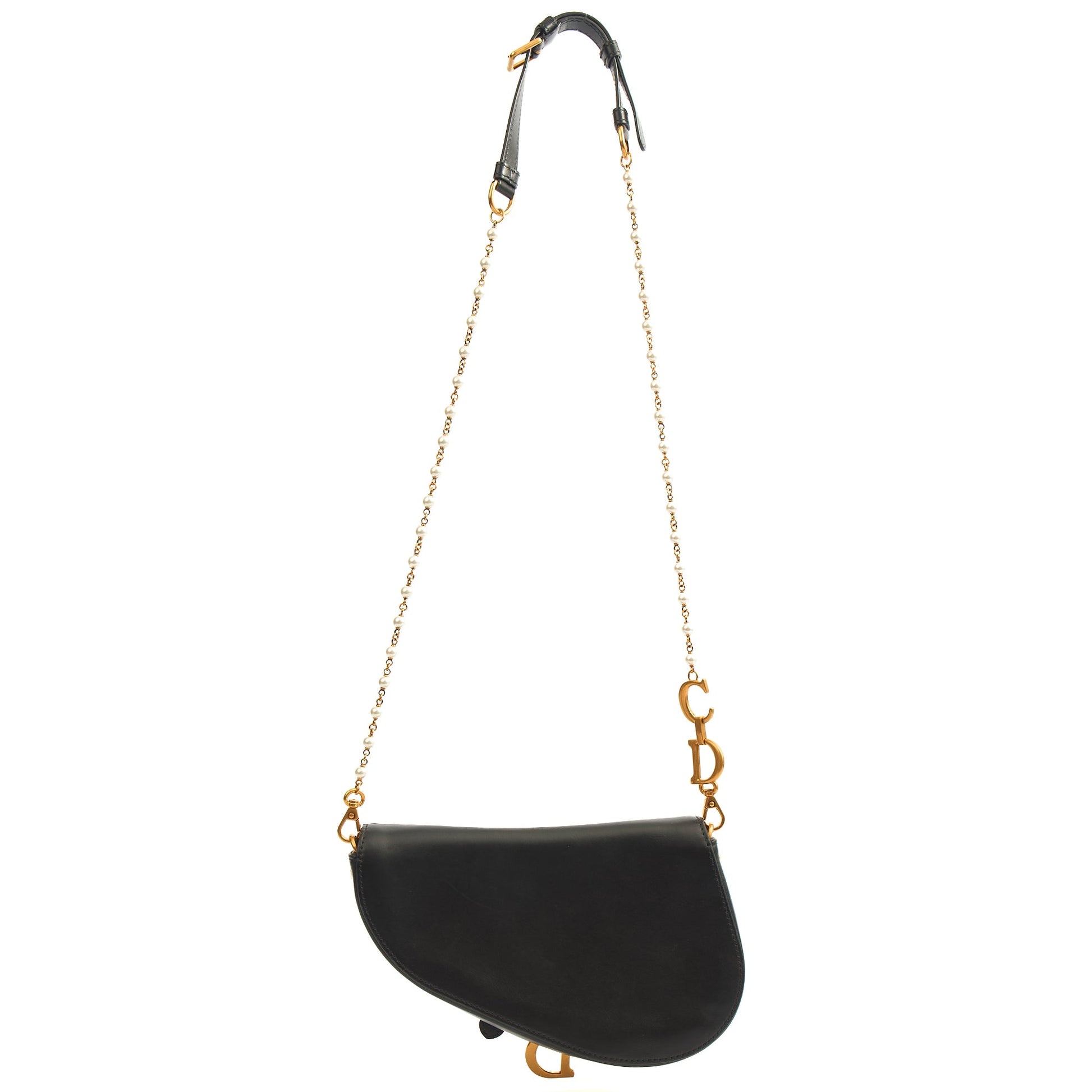 Christian Dior Mini Bag Mini Saddle in Black, Calfskin — Top View