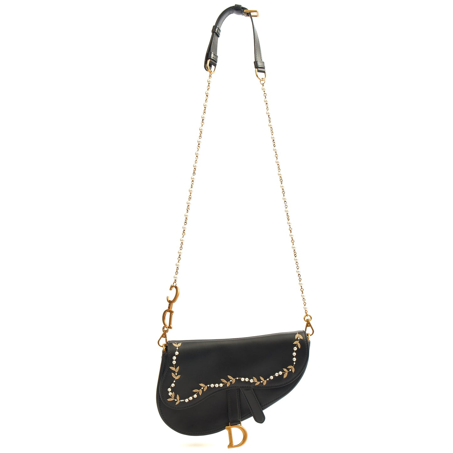 Christian Dior Mini Bag Mini Saddle in Black, Calfskin — Side View