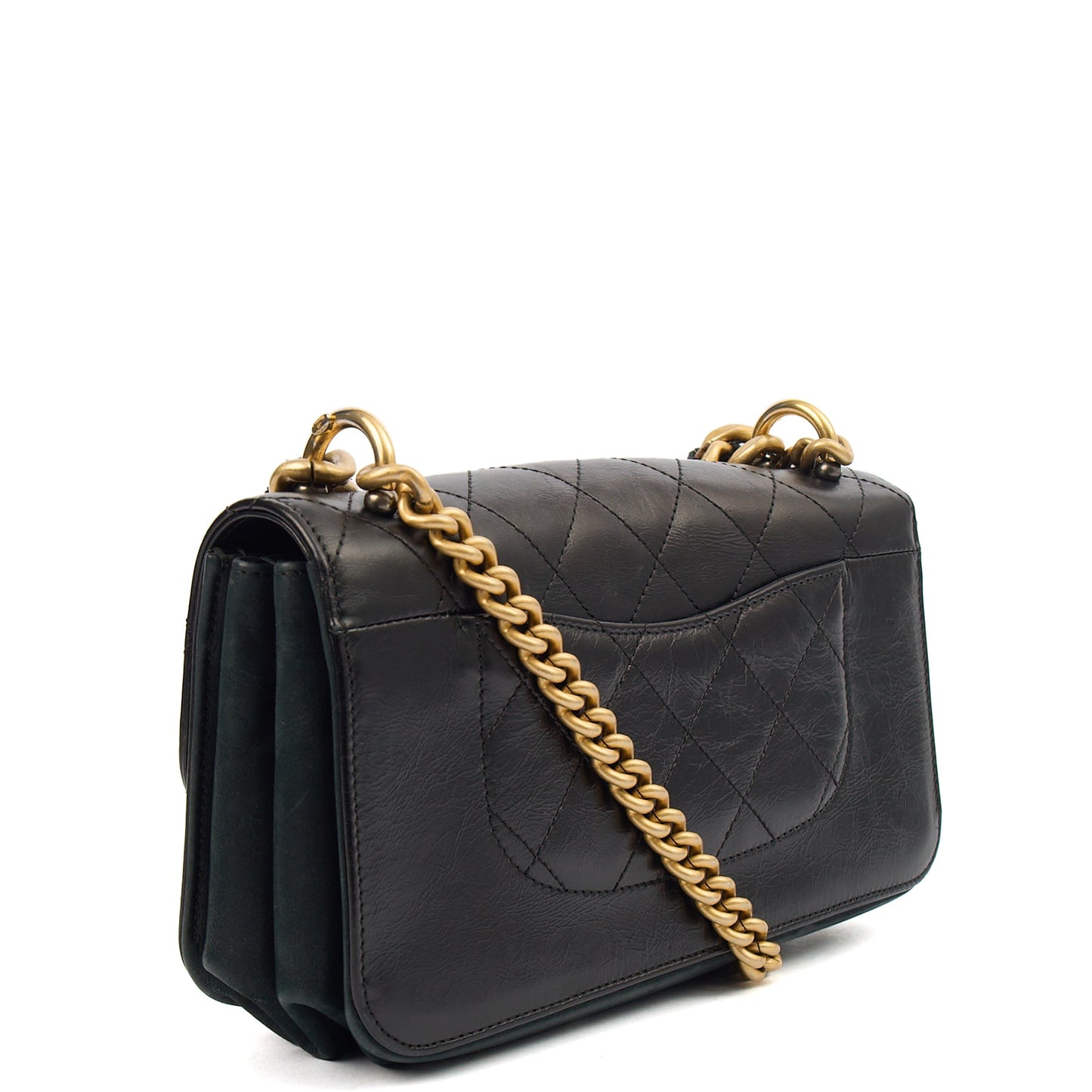 Chanel Shoulder Bag Shoulder Bag in Black, Lambskin Leather — Back View
