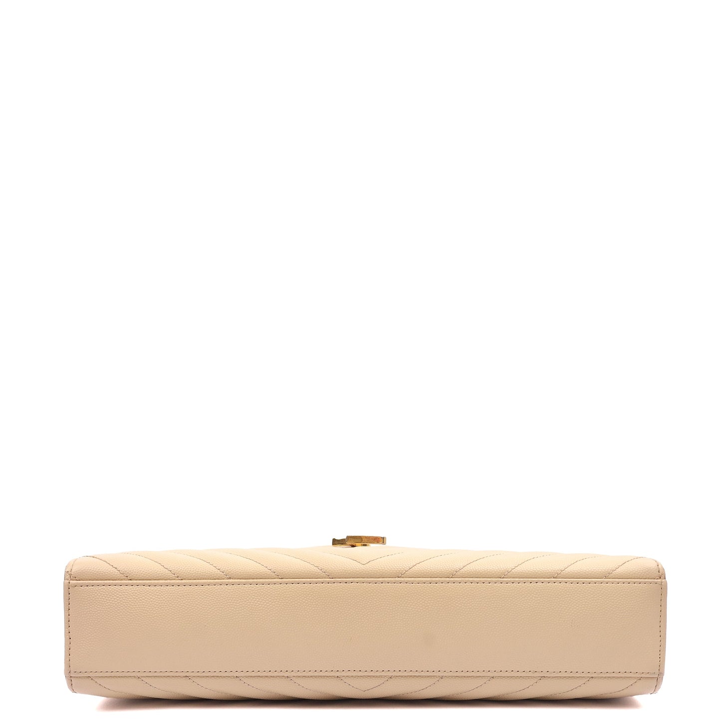 Saint Laurent Shoulder Bag Envelope - Large in Neutral, Calfskin Leather — Top View