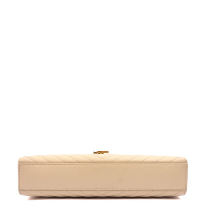 Saint Laurent Shoulder Bag Envelope - Large in Neutral, Calfskin Leather — Top View