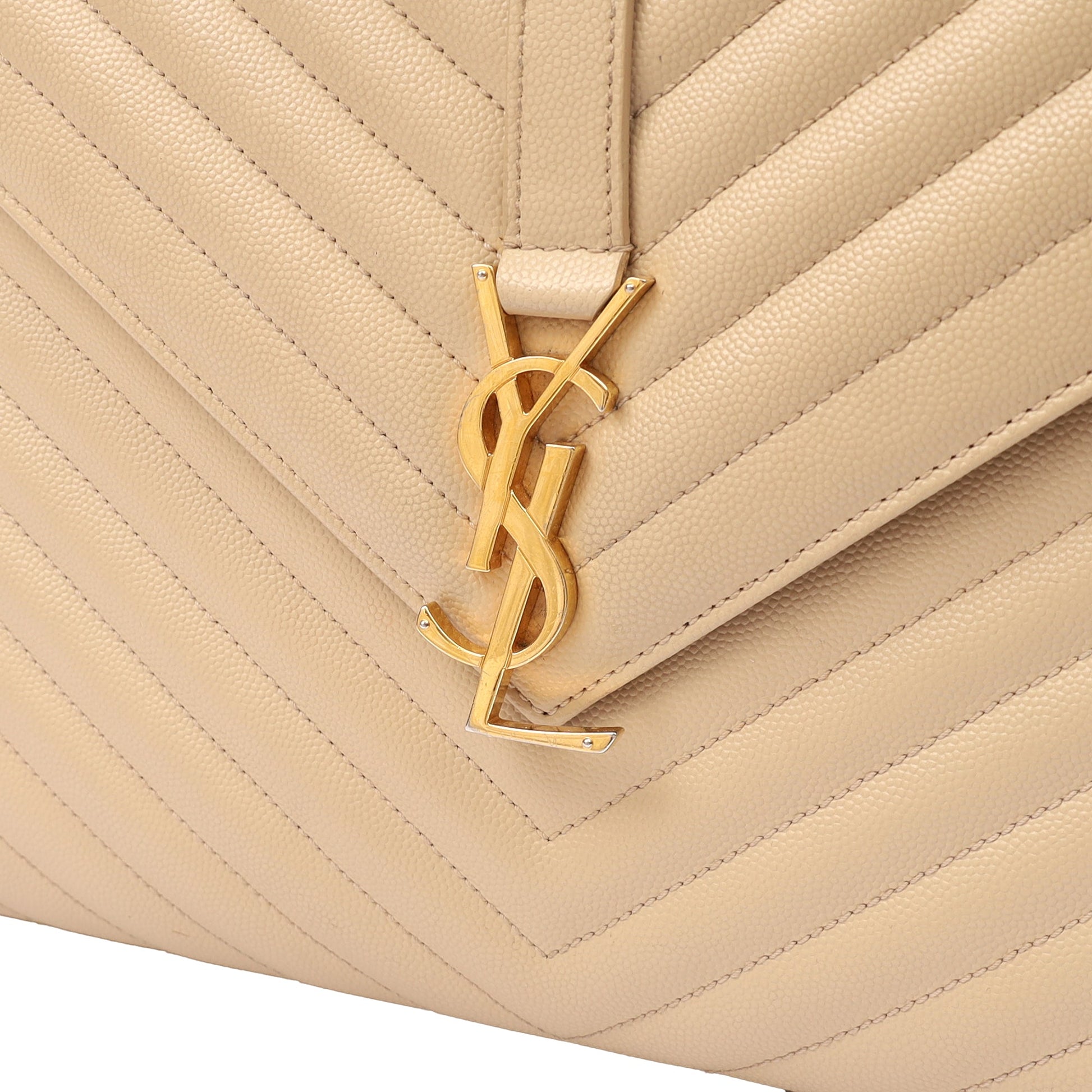 Saint Laurent Shoulder Bag Envelope - Large in Neutral, Calfskin Leather — Alternate View 12