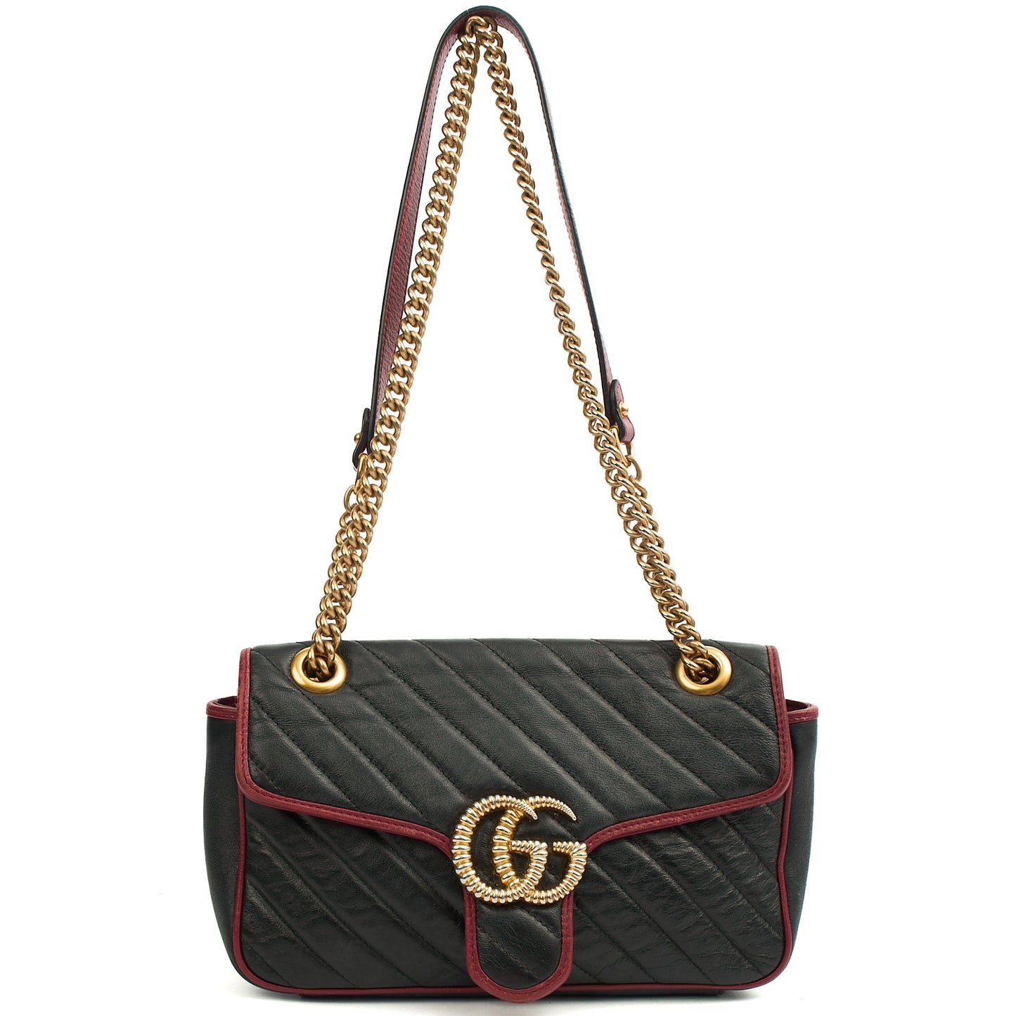 Gucci Shoulder Bag Marmont Shoulder Flap Bag - Medium in Black, Leather — Lifestyle View