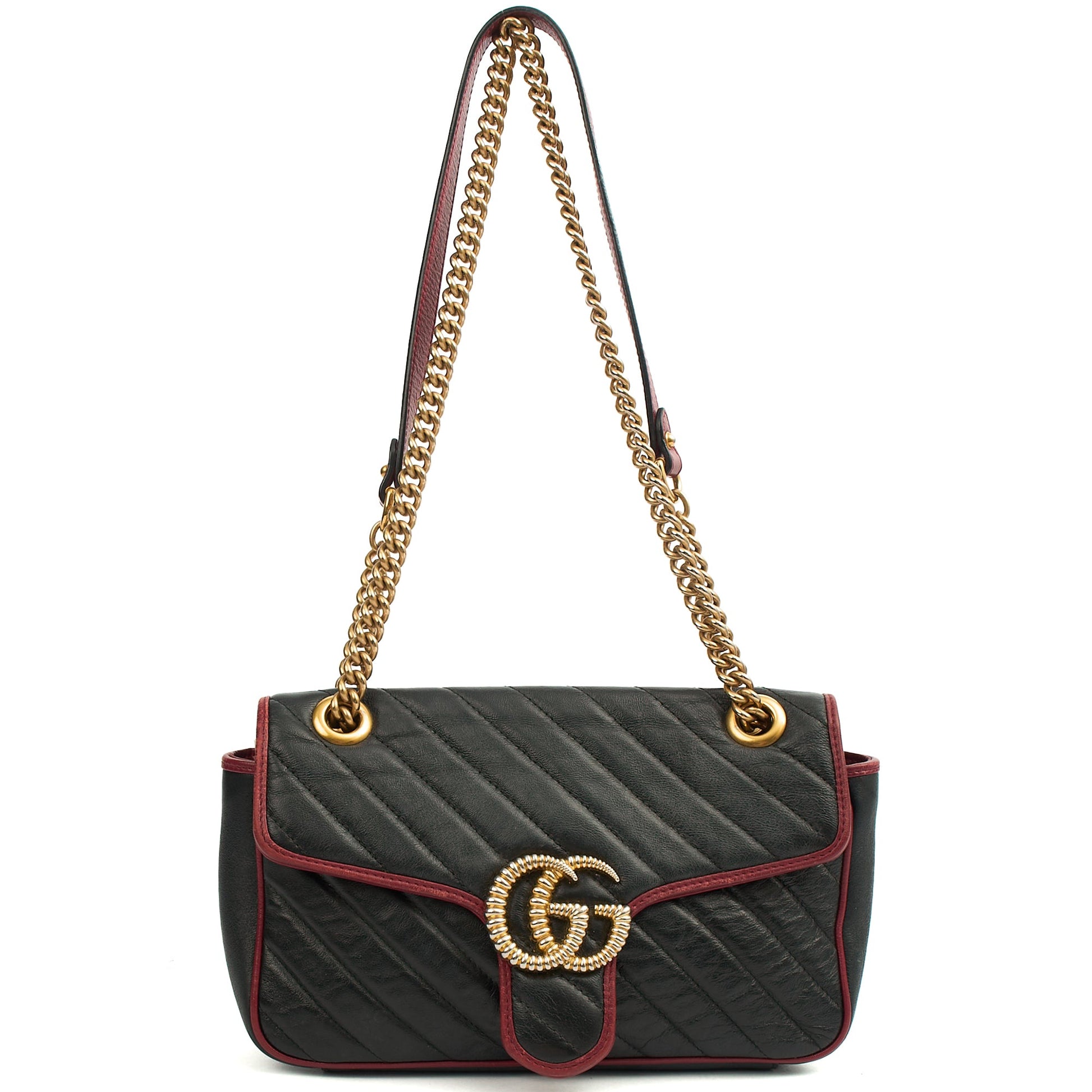 Gucci Shoulder Bag Marmont Shoulder Flap Bag - Medium in Black, Leather — Lifestyle View