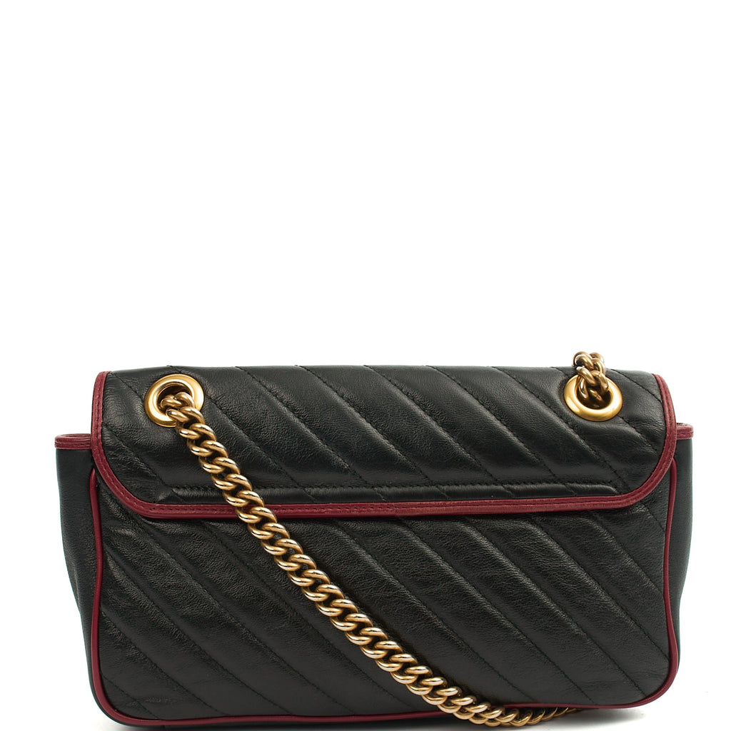 Gucci Shoulder Bag Marmont Shoulder Flap Bag - Medium in Black, Leather — Top View