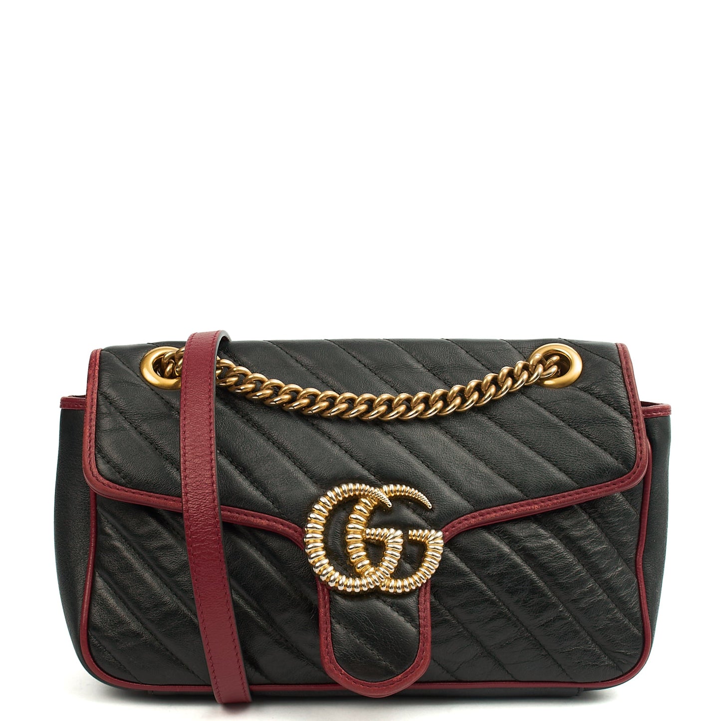 Gucci Shoulder Bag Marmont Shoulder Flap Bag - Medium in Black, Leather — Front View