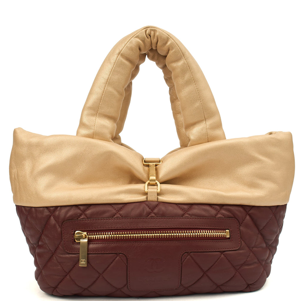 Chanel Top Handle Coco Cocoon in Metallic, Calfskin Leather — Front View