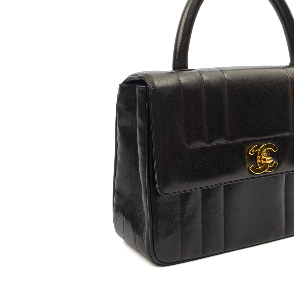 Chanel Top Handle Flap Bag With Top Handle in Black, Lambskin Leather — Alternate View 8