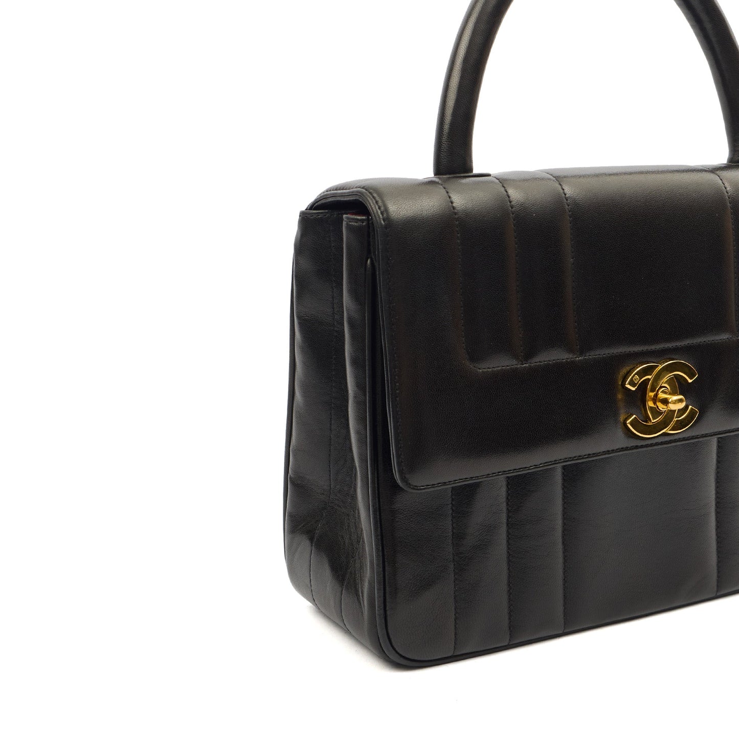 Chanel Top Handle Flap Bag With Top Handle in Black, Lambskin Leather — Alternate View 8
