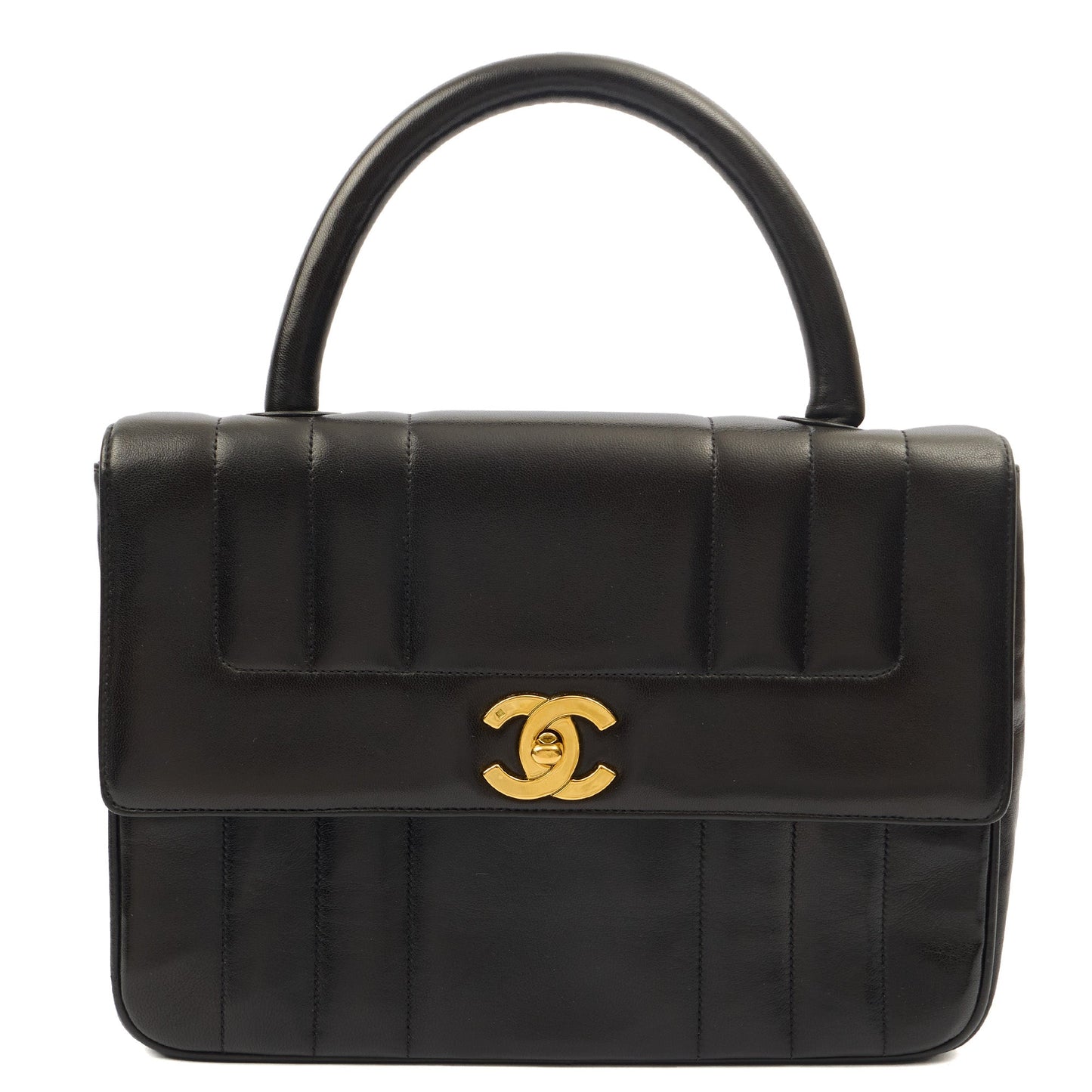 Chanel Top Handle Flap Bag With Top Handle in Black, Lambskin Leather — Alternate View 11