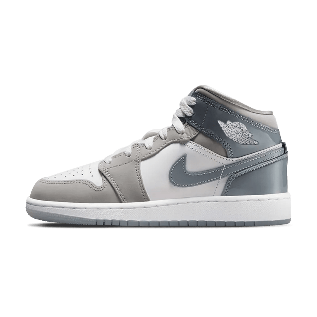 Air Jordan 1 Mid SE GS 'Patent Cool Grey' — UK 13.5 | EU 32 | US 1Y — Front View