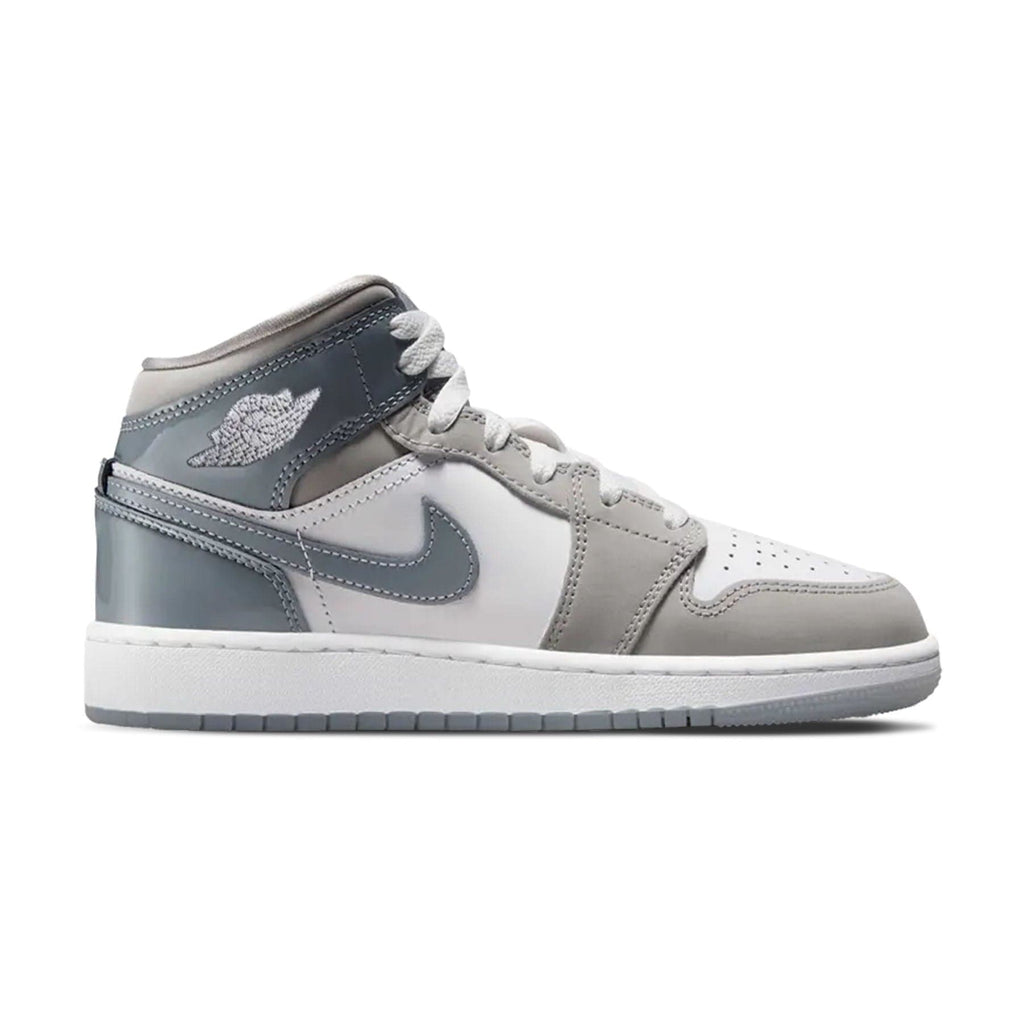Air Jordan 1 Mid SE GS 'Patent Cool Grey' — UK 13.5 | EU 32 | US 1Y — Side View