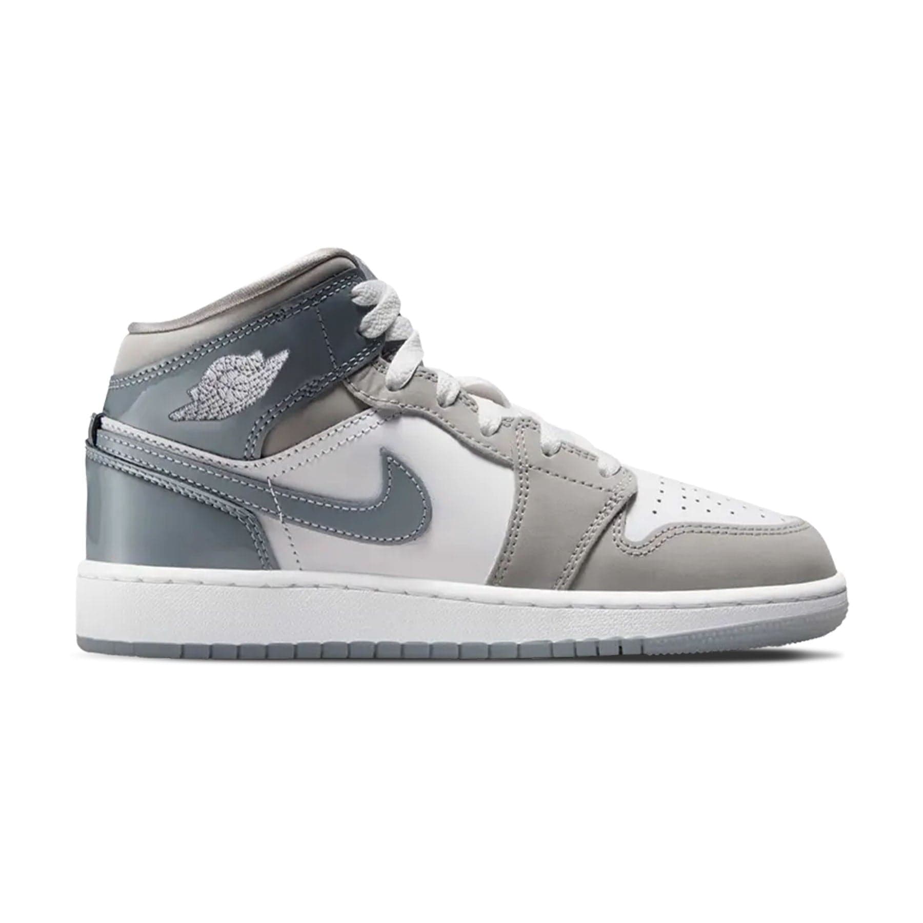Air Jordan 1 Mid SE GS 'Patent Cool Grey' — UK 13.5 | EU 32 | US 1Y — Side View