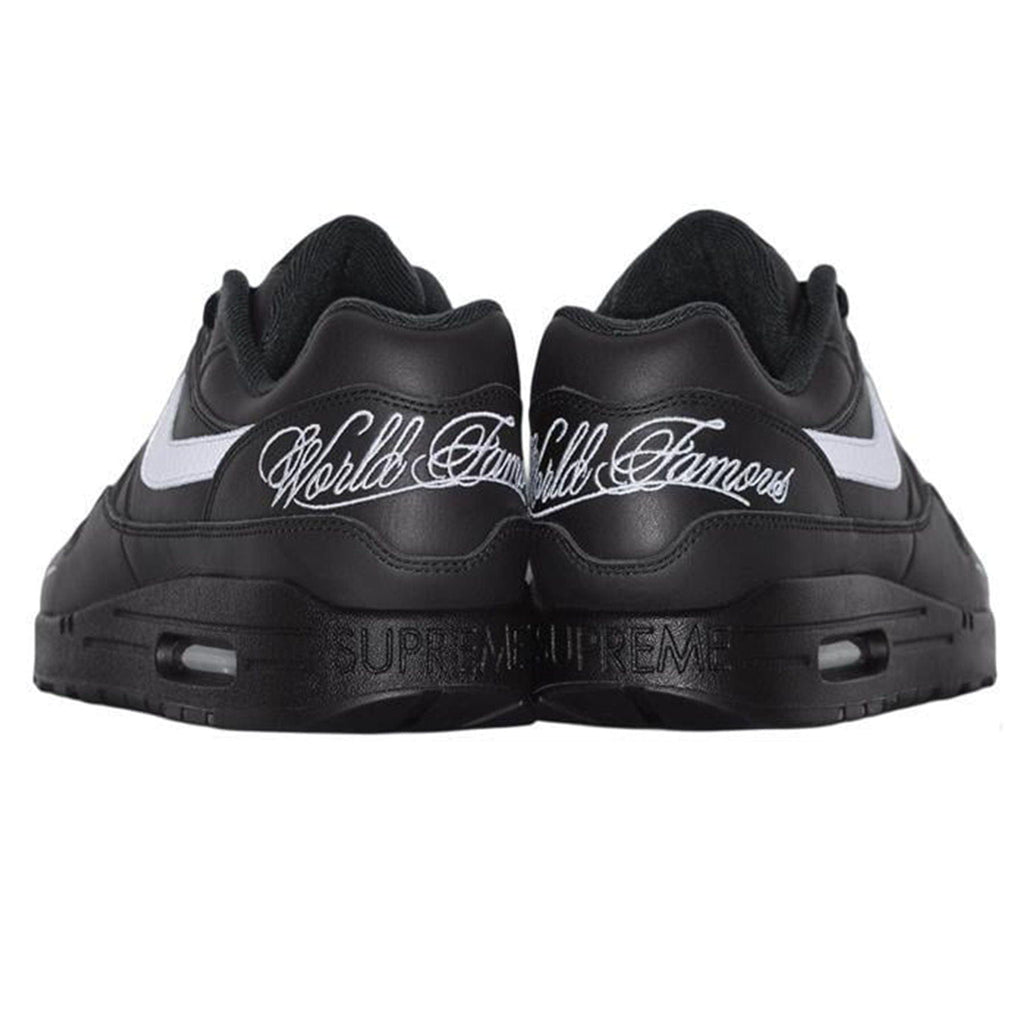 Nike x Supreme Air Max 1 '87 SP 'Black White' — UK 3 | EU 35.5 | US 3.5 — Back View