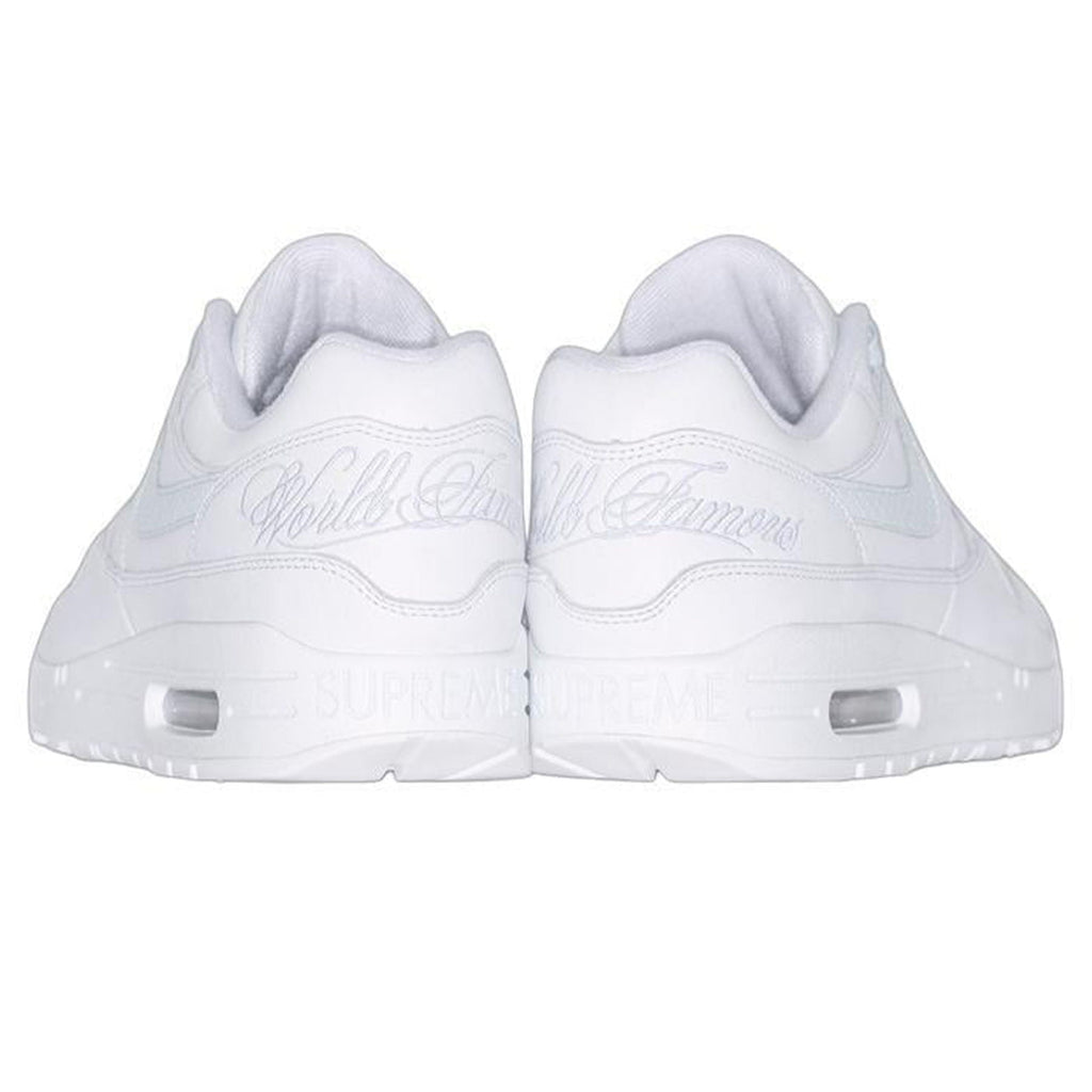 Nike x Supreme Air Max 1 '87 SP 'Triple White' — UK 3 | EU 35.5 | US 3.5 — Back View