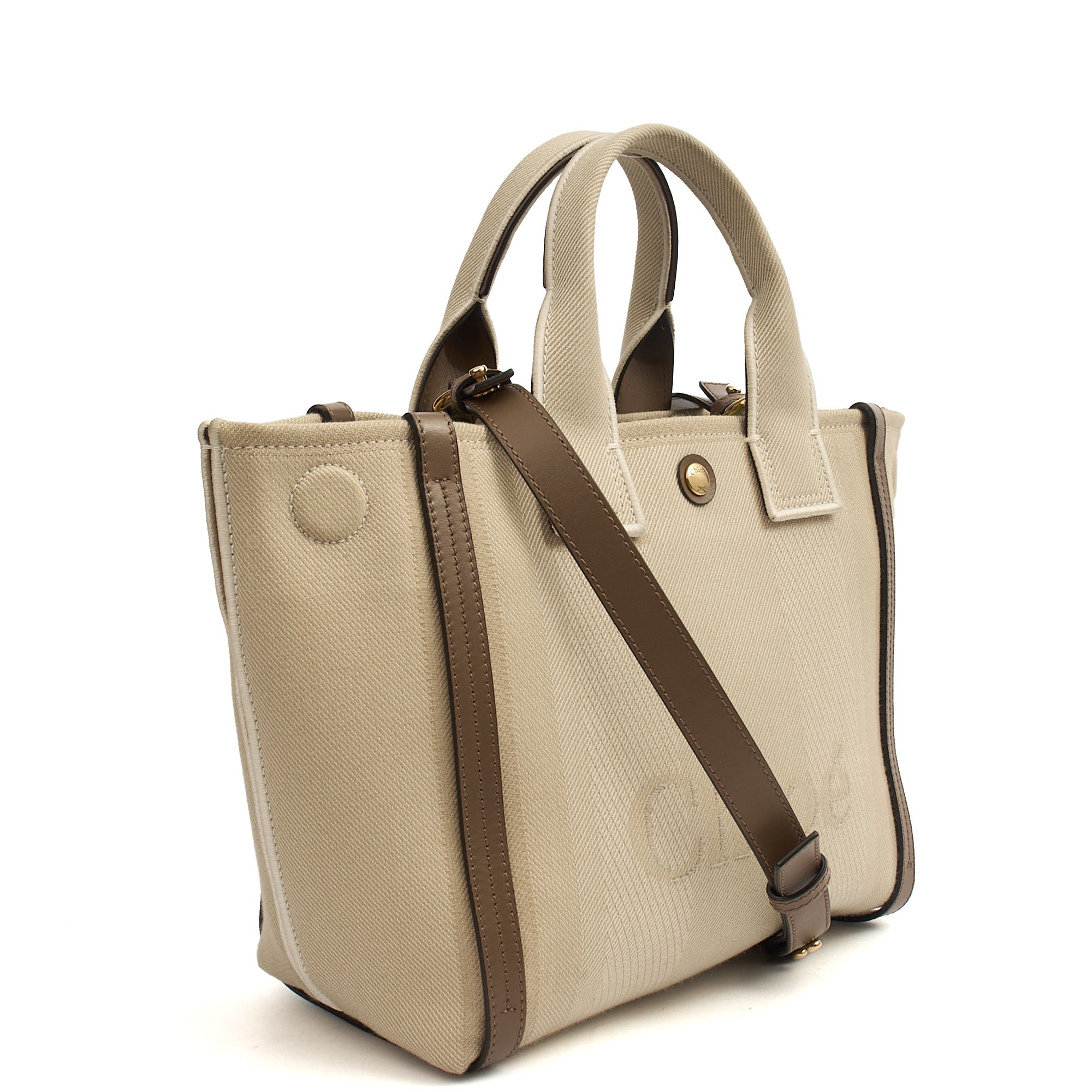 Chloe Tote Carry Small Tote in Neutral, Canvas — Back View