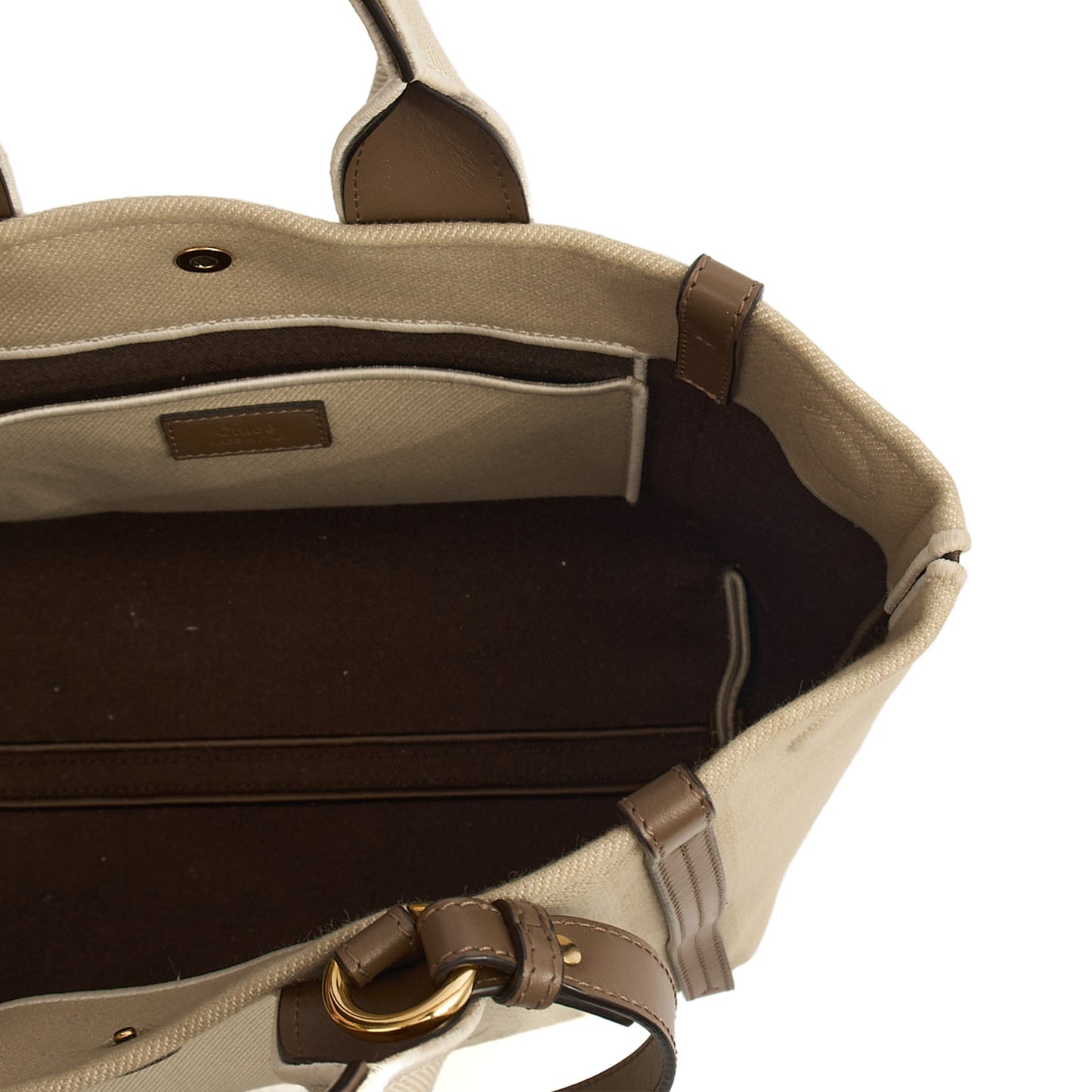 Chloe Tote Carry Small Tote in Neutral, Canvas — Lifestyle View