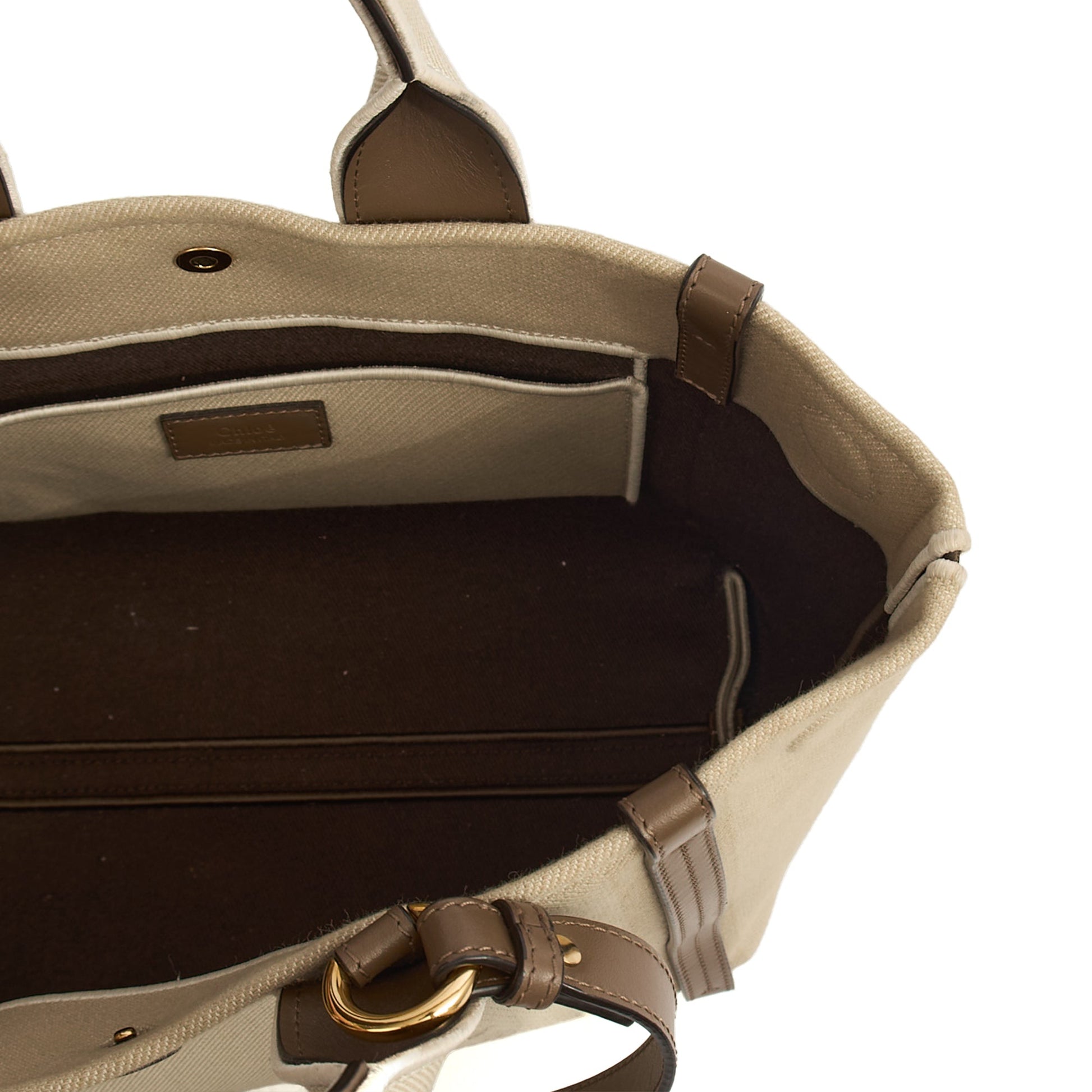 Chloe Tote Carry Small Tote in Neutral, Canvas — Lifestyle View