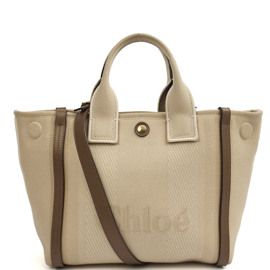 Chloe Tote Carry Small Tote in Neutral, Canvas — Front View