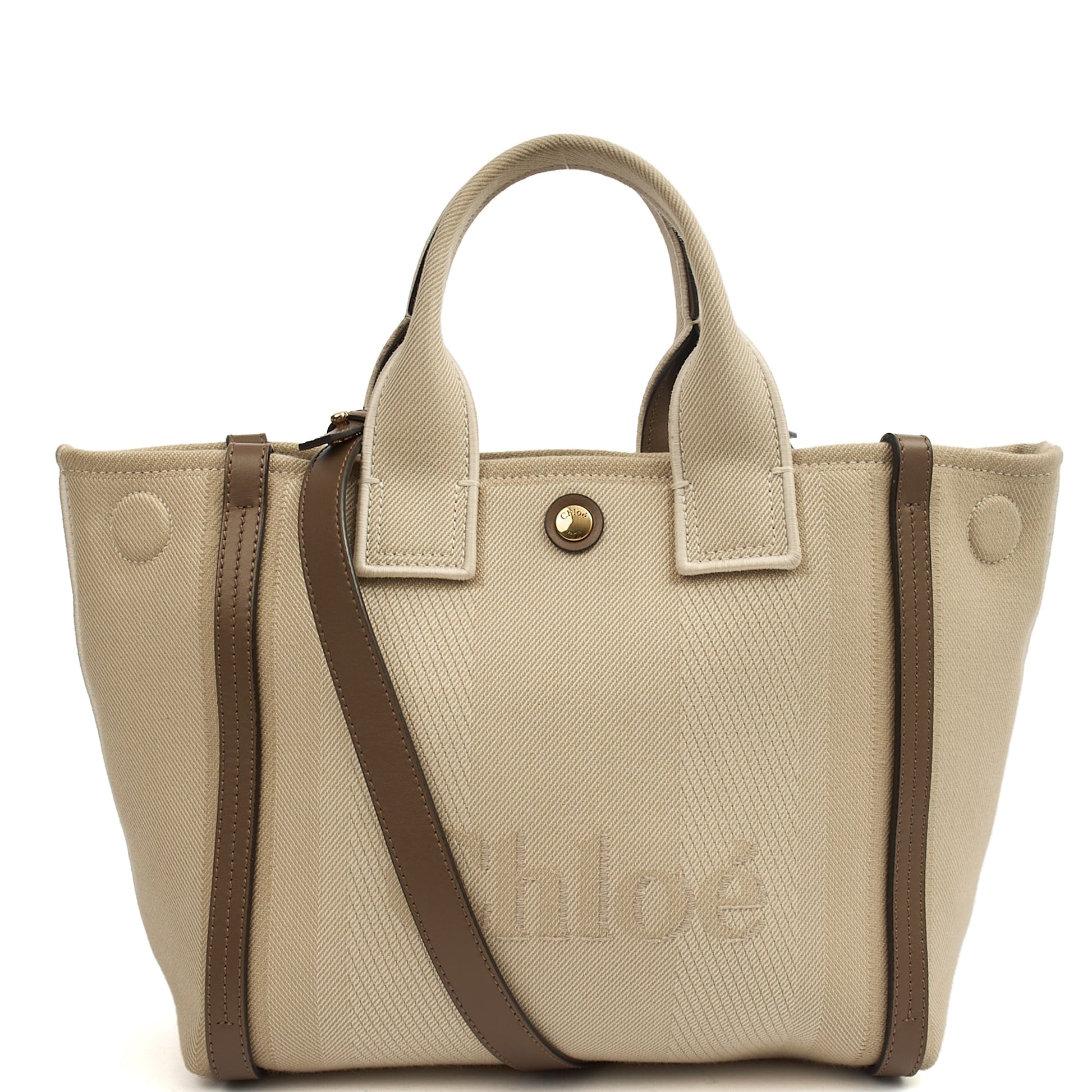 Chloe Tote Carry Small Tote in Neutral, Canvas — Alternate View 7
