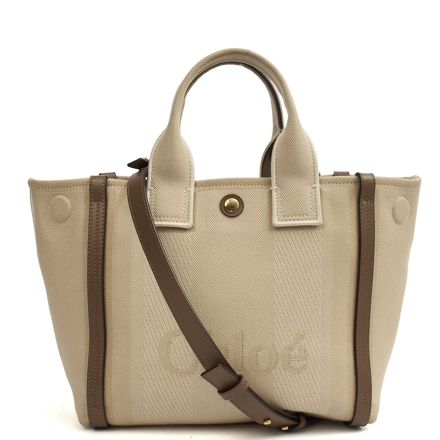 Chloe Tote Carry Small Tote in Neutral, Canvas — Top View