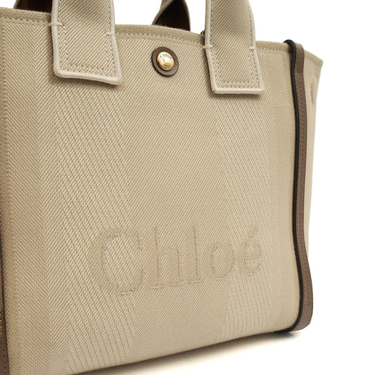 Chloe Tote Carry Small Tote in Neutral, Canvas — Side View