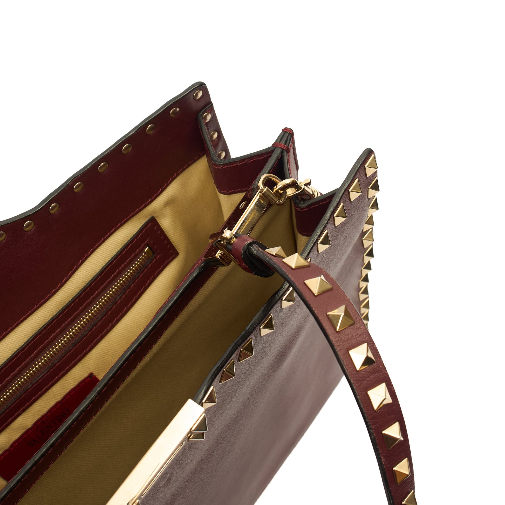 Valentino Tote Rockstud Tote Small in Red, Leather — Alternate View 17