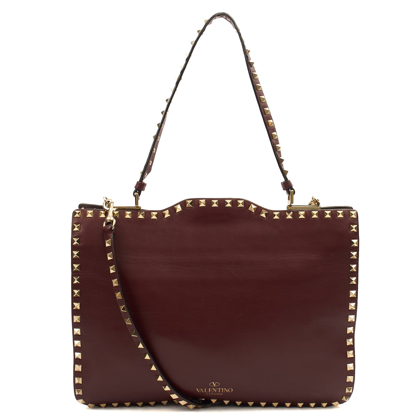 Valentino Tote Rockstud Tote Small in Red, Leather — Alternate View 9