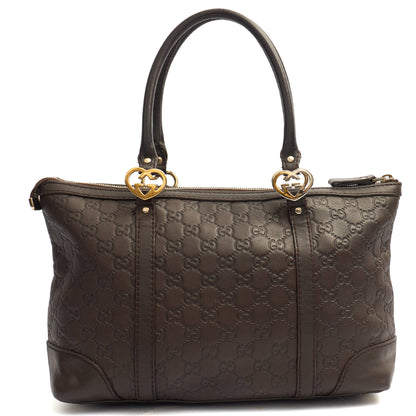 Gucci Tote Lovely Heart GG Interlocking Tote in Brown, Guccissima — Top View