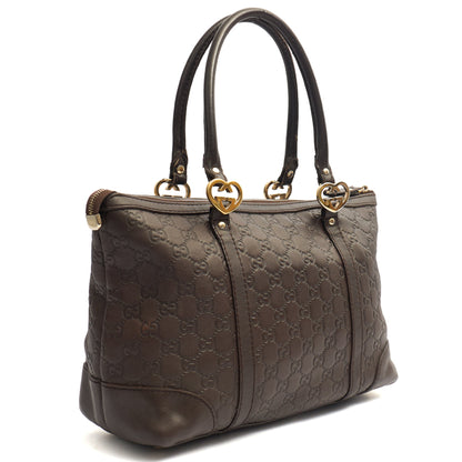 Gucci Tote Lovely Heart GG Interlocking Tote in Brown, Guccissima — Back View