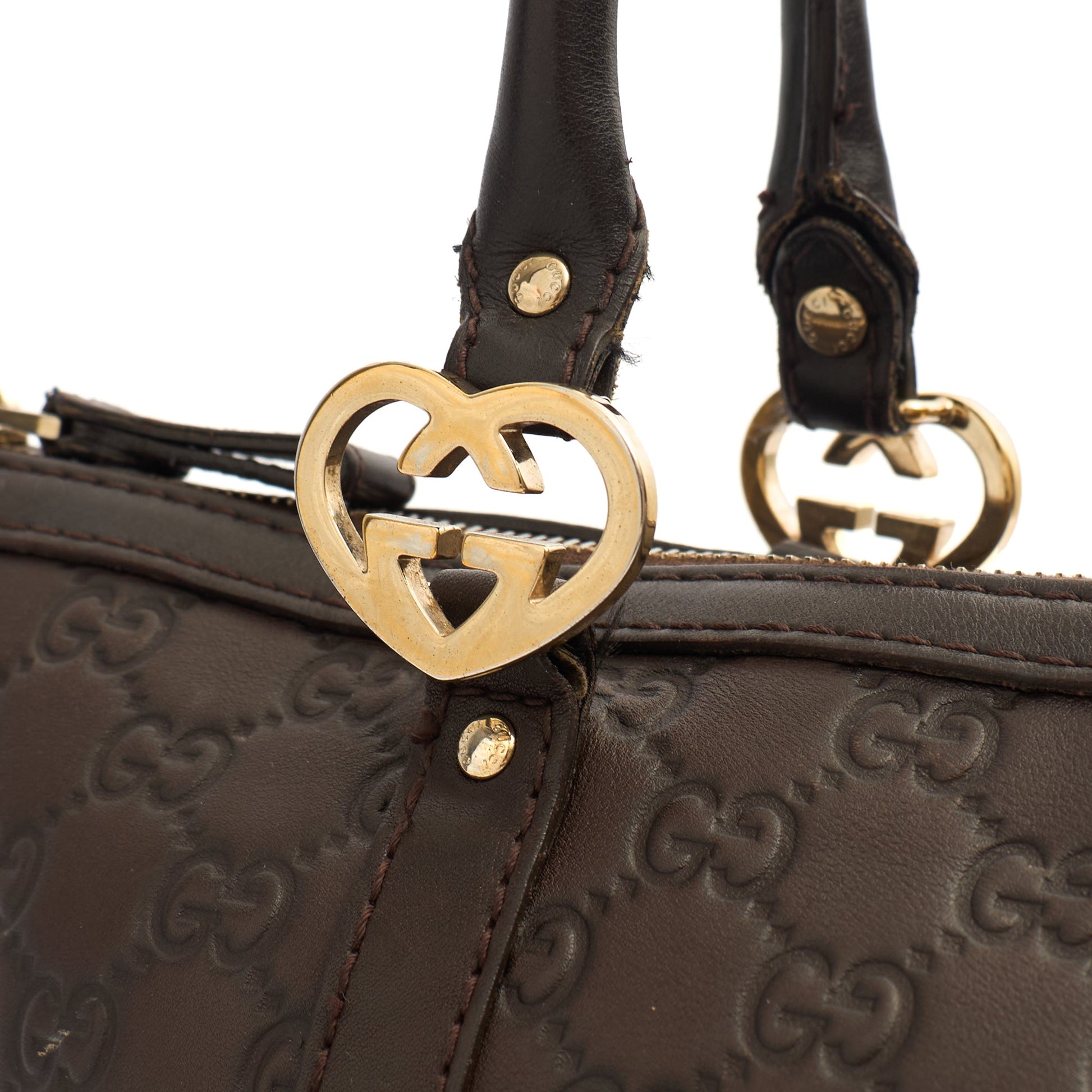 Gucci Tote Lovely Heart GG Interlocking Tote in Brown, Guccissima — Lifestyle View