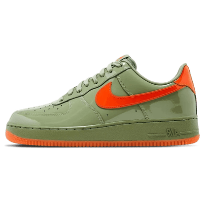 Nike Air Force 1 Low '07 Premium 'Oil Green Safety Orange' — UK 3 | EU 35.5 | US 3.5 — Front View