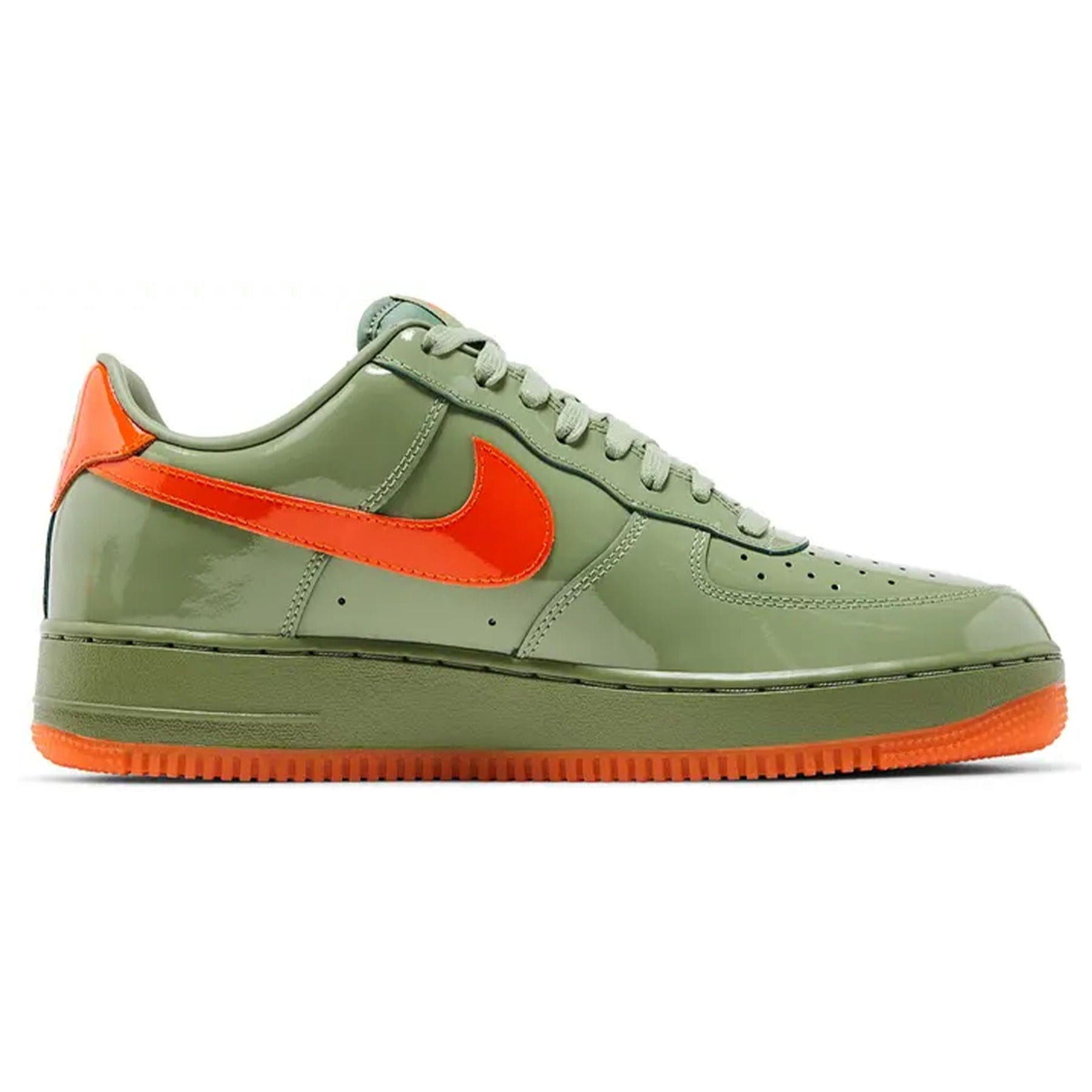 Nike Air Force 1 Low '07 Premium 'Oil Green Safety Orange' — UK 3 | EU 35.5 | US 3.5 — Side View