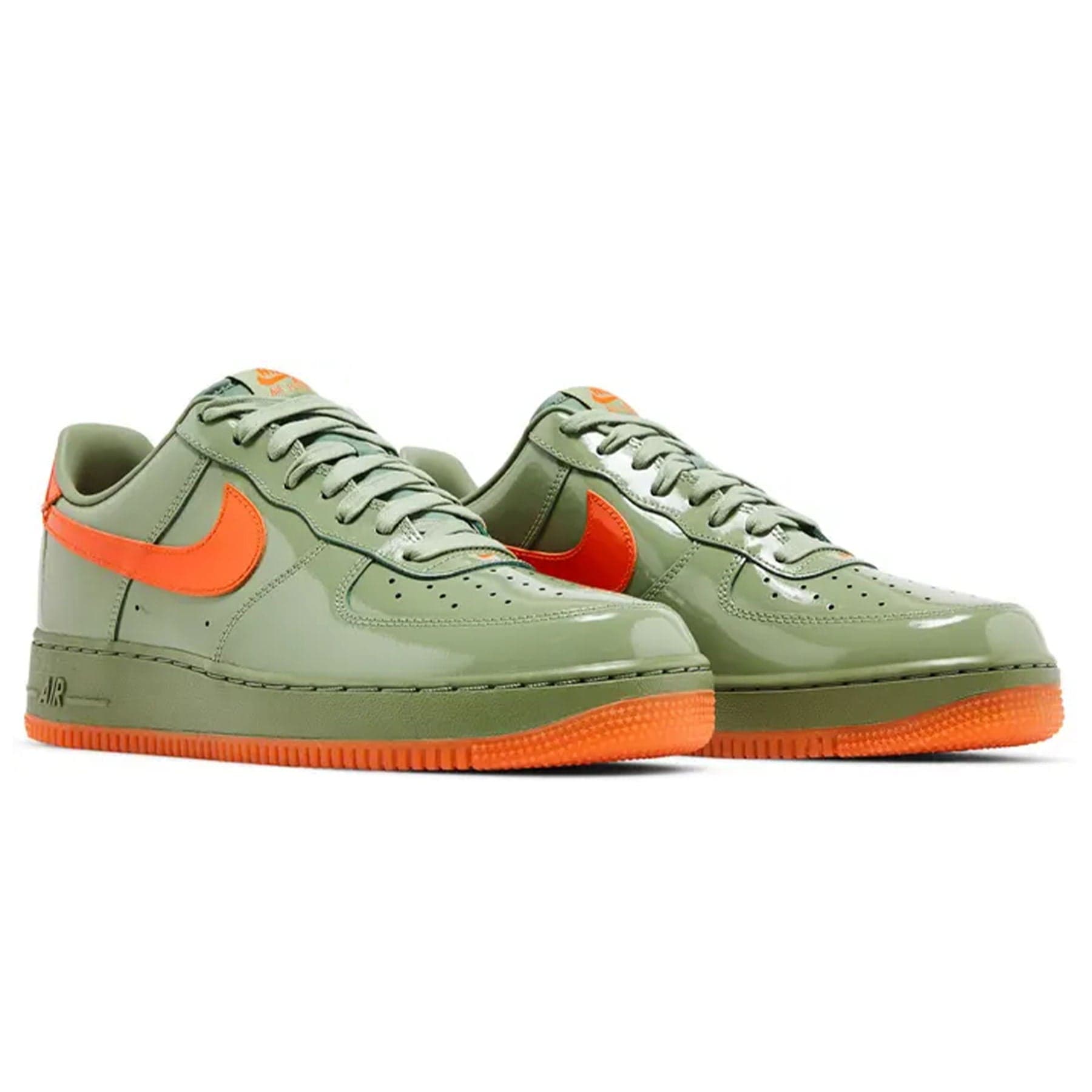 Nike Air Force 1 Low '07 Premium 'Oil Green Safety Orange' — UK 3 | EU 35.5 | US 3.5 — Back View
