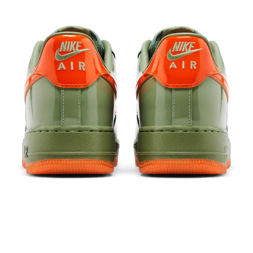 Nike Air Force 1 Low '07 Premium 'Oil Green Safety Orange' — UK 3 | EU 35.5 | US 3.5 — Top View